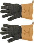 Y Yellowstone BBQ & Utility Gloves 2 Pack - Grill Gloves built with Kevlar® Fibers | Protective BBQ Gloves for grilling or Work Gloves | Long Leather Cuff | Authentic Yellowstone Merchandise.