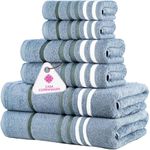 Casa Copenhagen Exotic 6 Pieces Towel Set- Dusty Blue, 525 GSM 2 Bath Towel 2 Hand Towel 2 Washcloth, Designed in Denmark Made of Soft Egyptian Cotton for Bathroom, Kitchen & Shower