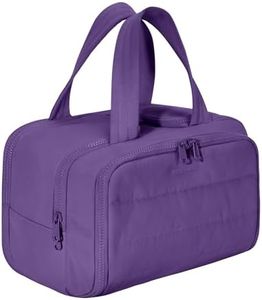 BAGSMART Travel Toiletry Bag, Puffy Toiletry Bag for Women, Wide-open toiletry bags for traveling, Large Travel Cosmetic Makeup Bag Organizer for Accessories,Toiletrie (Dark Purple)