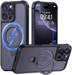 MOCCA Design for iPhone 16 Pro Max Case with Magnetic Invisible Stand [Full Camera Protection] [Compatible with Magsafe] Military Drop Shockproof Translucent Matte Phone Case Cover 6.9",Black