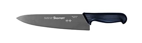 Starrett Professional Stainless Steel Chefs Kitchen Knives - Wide Triangular Profile - 10-inch (250mm) - Black Handle