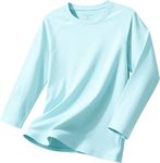 Kids Sun Protection Shirts Long Sleeve Outdoor Tshirt Breathable Active Tee(Sky Blue,18)