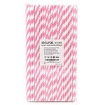 Biodegradable Pink Paper Straws for Drinking - 10 Inches Long, 0.24" Diameter, Pack of 100