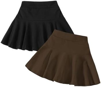 Neutocd Toddler Little Girls Skirts Skorts Elastic Flared Plain Pleated Tennis Skater Skirts for Girls Kids Built in Shorts