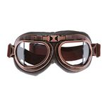 MUXSAM Vintage Motorcycle Goggles, ATV Motocross Goggles, Dirt Bike Racing Riding Off Road Scooter Glasses, Windproof Dustproof Eyewear for Adults Men Women, Copper Frame Clear Lens