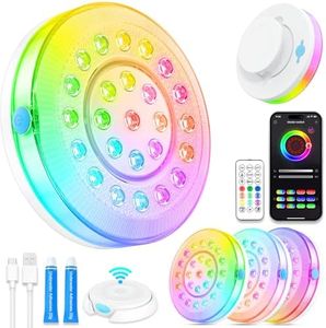 Pool Light, Rechargeable Smart Magnetic Underwater Floating Lights with Remote Control & APP, 4000mAh 300+ Dimmable IP68 Waterproof Light for Above/In Ground Swimming Pools, Ponds, Bathtubs, Party