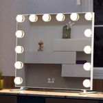 BEAUTME Vanity Makeup Mirror with Lights,Led Lighted Mirror Wall Mounted Mirror Tabletop Dressing Led Lighted Mirror with Dimmer Illuminated Cosmetic Beauty Mirror(60x50.7cm,White)