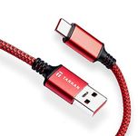 TARKAN 6 ft Long Rugged Dash & Warp Charging Type C Cable For All USB-C Android Mobile Phones (Red) Supports 5V 6A & 5V 4A (20W & 30W)