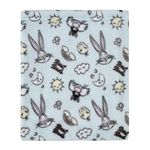 Warner Brothers Looney Tunes Best Buds Pastel Blue, Yellow, and White Bugs Bunny, Tweety, and Sylvester the Cat Super Soft Baby Blanket