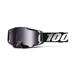 100% ARMEGA Goggle Motocross & Mountain Biking Goggles with Ultra HD Lens & Nose Guard (Black - Mirror Silver Flash)