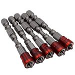 1/4" S2 Chrome Steel Drywall Magnetic Screwdriver Bit PH2 L65xD9mm Plasterboard Screw Bits Hex Shank with Depth Stop 1- Pack of 5 Red Durable Design