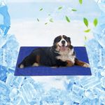 Vamcheer Cooling Mat for Dogs - Durable Pet Cool Mat for Dogs and Cats, Non-Toxic Gel Self Cooling Pad Bed, Keep Puppy Cool in Hot Summer, Double-Sided Use for Kennel Crate Home Travel, Blue, 70x120cm