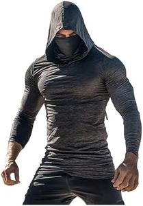 Men' Performance Fishing Hoodie Shirt UPF 50+ Sun Protection Long Sleeve UV SPF T-Shirts Rash Guard with Face Mask