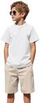 Arshiner Boys Henley Tee Shirts and Short Sets Summer Outfits Solid Kids Casual Set White and Khaki Size 8