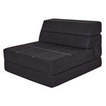 SAPPHIRE Tri-Fold Foam Mattress - The Perfect 12cm Futon Z Bed & Sofa chair for Guests and More! (Single Black (190x70 cm))