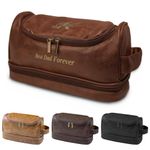 Personalized Leather Toiletry Bag for Men, Handcrafted Travel Dopp Kit Gift with Custom Pattern and Text, Unique Gift for Men, Boyfriend, Dad, Father's Day Gifts