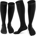 CAMBIVO Compression Socks for Women & Men 2 Pairs, Flight Socks Compression Stockings for Running, Flight, Sports, Travel, Unisex