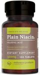 Endurance Products B3 Plain Niacin - 500mg Immediate Release Vitamin B-3 with Flush - Nicotinic Acid 100 Tablets - Non-GMO, Vegan, Gluten Free