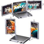 Maxfree F2 Triple Monitor Laptop Screen Extender - 14'' Laptop Monitor Extender with 360° Rotation Stand, Plug & Play USB-C, 1080P HD IPS - Compatible with Windows/Mac/Surface/Dex/Switch for 12-16.5'' Laptops