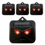 4 Packs Solar Powered Nocturnal Animals Repeller, Skunk Repeller, Raccoon Repeller, Deer Repeller, Nocturnal Animals Solar Predator Control Light Coyote Deterrent Devices with Red LED Strobe Lights