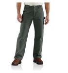 Carhartt Men's Loose Fit Washed Duck Flannel-Lined Utility Work Pant, Moss, 36W x 30L