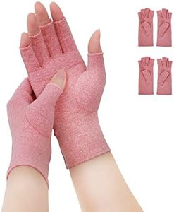 Donfri 2 Pairs Arthritis Gloves for Women for Pain,Compression Gloves Fingerless Gloves Hand Pain Relief Raynauds Typing Gaming (Pink, S), Pink, S