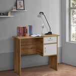 DeckUp Plank Cannes Engineered Wood Study Table and Office Desk (Wotan Oak and White, Matte Finish)