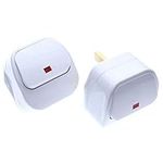 SUPERTOOL 3 Pin Switched Mains Plug White with Big Swtch Neon Indicator Light for Home, Workplace-1pcs