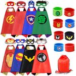 Kids Dress Up Superhero Capes Set and Slap Bracelets Costumes Birthday Party Christmas Gifts (8-pack capes for boys)