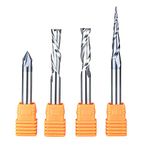 SpeTool CNC Router Bits Carving Set for Wood Detail Profile V Groove Engraving Solid Carbide 1/4 Inch Shank