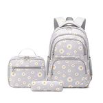 Daisy Prints Girls Backpack Kids School Bookbag Set Elementary Students Casual Daypack with Lunch Box and Pencil case