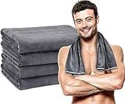 VIVOTE Gym Towel Microfibre Gym Towels Men Sports Towel Super Absorbent Workout Sweat Towel Ultra Soft Multi-Purpose Man Women Workout Travel Camping Hiking Yoga 4 Pack 40 X 80 CM (Grey)