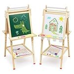 Wooden Easels for Kids with Paper Roll for Painting Double-sided Drawing Board Adjustable Standing Art Easel with Dry Erase Gift for Toddlers Boys Girls