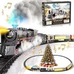 Funwee Train Set with Glowing Passenger Carriages for Under Christmas Tree,Electric Train Toy with Smoke,Light and Sound,Birthday Gifts Idea for 3 4 5 6 7+ Years Old Toddler Boys and Girls