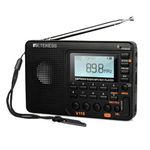 Retekess V115 Portable Radio AM FM, Shortwave Radio, Digital Radio with Recorder, Rechargeable Radio Support Micro SD Card and Bass Speaker (Black)