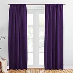 PONY DANCE Blackout Window Curtains - Decorative Cover Double Panels Rod Pocket Drapes Light Blocking Drapes Thermal Insulated for Living Room, 52 Wide by 84 Long, Purple, 2 Panels