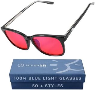 Sleep ZM Blue Light Blocking Glasses for Women + Men - Better Sleep + Anti Eye Strain Protection - Computer Screens & Gaming - Premium Black Wayfarer - 100% Night-timeMax Red Lens