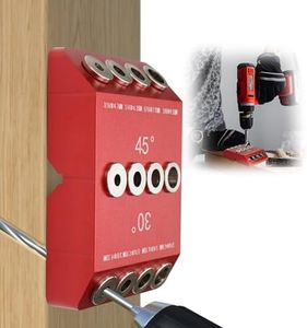 Drill Guide Jig 30 45 90 Degree Portable for Drilling Angled and Straight Hole Drilling Template Block Cable Railing Lag Screw Kit Wood Post with 4 Drill Bits (Red-without drill bit)