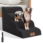 Myiosus Dog Steps for Bed, 4 Steps Foam Dog Stairs with Washable Plush Cover, Non-Slip Pet Ramp Ladder for Small Dogs and Cats, 73 x 40 x 53cm - Send Lint Roller