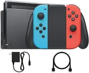 V2 Model Switch Console with Neon Red and Neon Blue Joy‑Con - 1 Year Warranty - Comes with Dock + High Speed HDMI Cable + Finger Sleeves (Renewed)