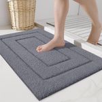 DEXI Bathroom Rug Bath Mat Non Slip Absorbent Soft Carpet for Tub Shower Room Bathroom Machine Washable Bath Rug 20"x32" Grey