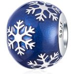 Winter Snowflake Charms fit Pandora 2023 Christmas Bracelet, 925 Sterling Silver Blue Enamel Wintry Delight Round Beads, Gift for Xmas/Girlfriend/Wife/BFF/Niece