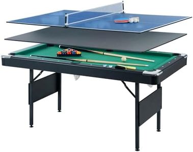 Dithoko 3 in 1 Billiard Table, 5.5 FT Folding Pool Table with Ping Pong Table and Dining Top, Multi Game Table Includes Billiard Accessories and Tennis Paddles for Family Game Room, Basements