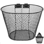 Mkuero Front Bike Basket, Bicycle Basket for Woven, Waterproof Metal Wire Adult Bicycle Basket, Suitable for Most Adult Bicycles