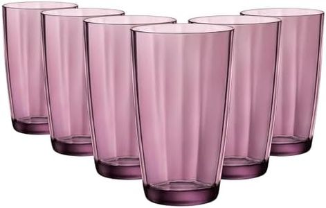 Bormioli Rocco 6X Rock Purple 470ml Pulsar Highball Glasses - Tall Water Juice Beer Iced Tea Cocktails Glassware Tumbler Cups Set