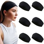 Styla Hair Solid Headband for All Types – 6 Pack Wide Headbands Women in Soft Stretch Fabric Day Wear Trendy & Stylish Women's (Black) 1 count