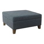 HomePop Luxury 32" Square Ottoman Storage Bench, Navy