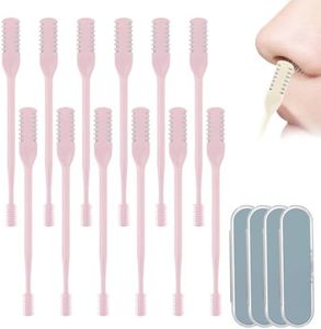Hair Cutter, Nasal Hairs Remover Tool, 360° Rotating Portable Manual Nose Hair Remover, Double Sided Noses Hairs Knife Travel Essentials (Pink, 12 PCS)