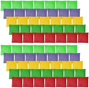 72 Pack Cornhole Bean Bags for Tossing, Mini Canvas Beanbags, Colorful Kids Bean Bag Toss Game for Carnival Party Game Outdoor Family Game, 6x6 cm