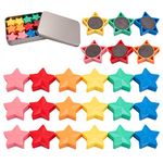 Wukong 24Pcs Star Fridge Magnets, 6 Colors Strong Whiteboard Magnets for Office, Notice Boards, Planning Boards, School, Postcard with Iron Box Ø 30 mm, 8mm Thick, Blue,green,orange,pink,red,white